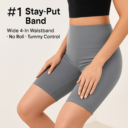 High-Waist Biker Shorts with Tummy Control for Workouts