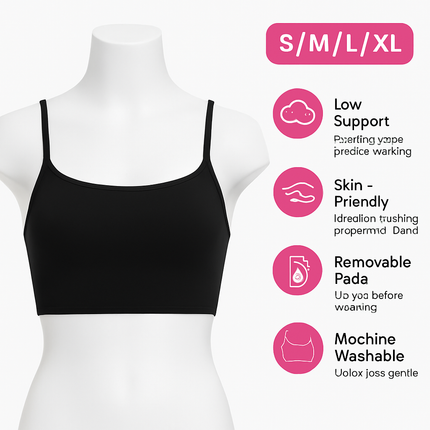 Women Sport Bras with Removable Pads, Low-Impact Square Neck