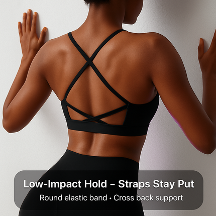 Cross Back Padded Sports Bra with Removable Pads