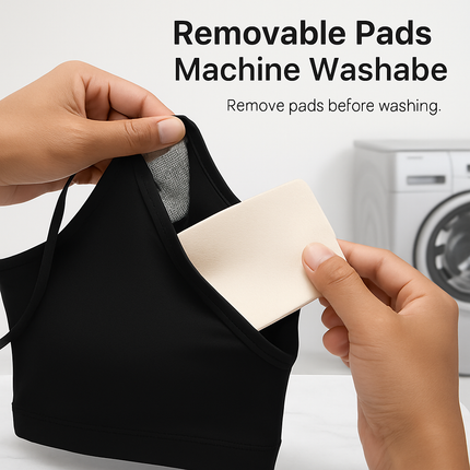 Women Sport Bras with Removable Pads, Low-Impact Square Neck
