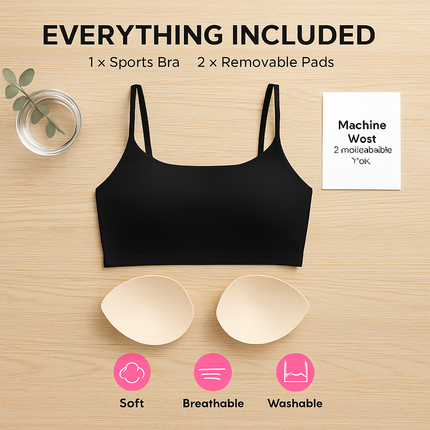 Women Sport Bras with Removable Pads, Low-Impact Square Neck