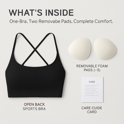 Cross Back Padded Sports Bra with Removable Pads