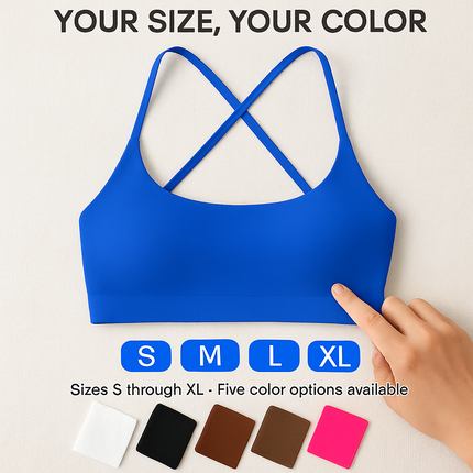Cross Back Padded Sports Bra with Removable Pads
