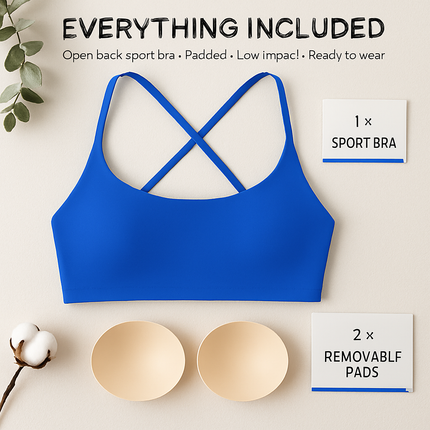 Cross Back Padded Sports Bra with Removable Pads