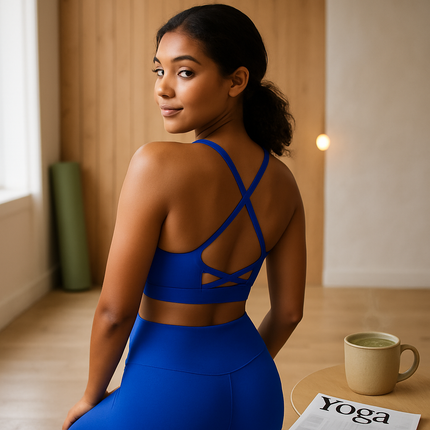 Cross Back Padded Sports Bra with Removable Pads