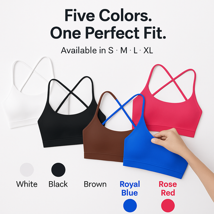 Cross Back Padded Sports Bra with Removable Pads