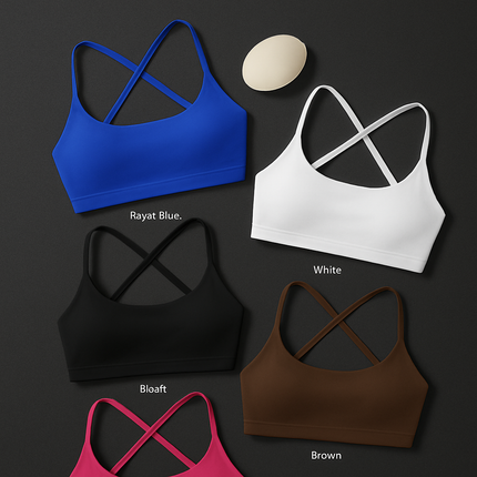 Cross Back Padded Sports Bra with Removable Pads