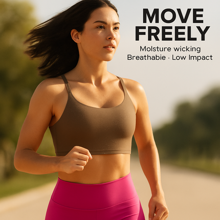 Women Sport Bras with Removable Pads, Low-Impact Square Neck