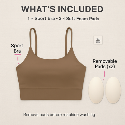 Women Sport Bras with Removable Pads, Low-Impact Square Neck