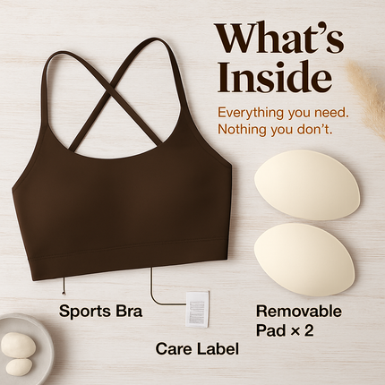 Cross Back Padded Sports Bra with Removable Pads