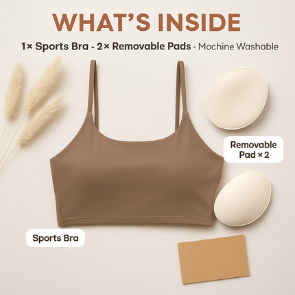 Women Sport Bras with Removable Pads, Low-Impact Square Neck