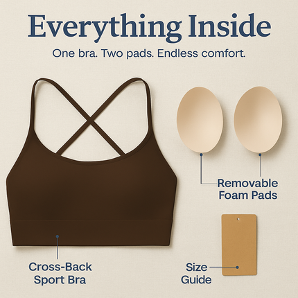 Cross Back Padded Sports Bra with Removable Pads
