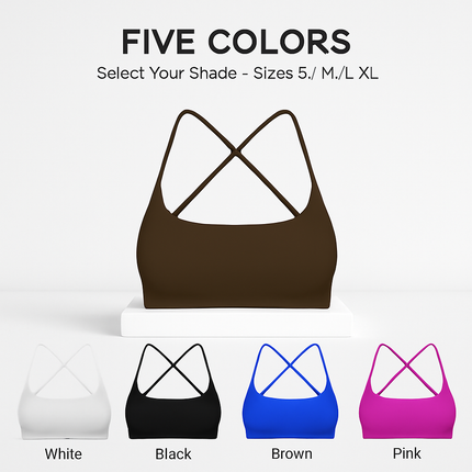 Cross Back Padded Sports Bra with Removable Pads