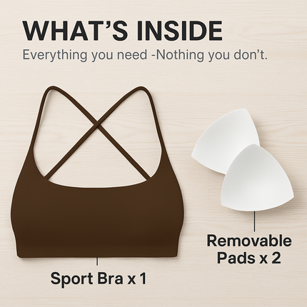 Cross Back Padded Sports Bra with Removable Pads