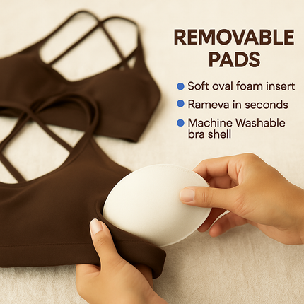 Cross Back Padded Sports Bra with Removable Pads