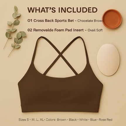 Cross Back Padded Sports Bra with Removable Pads