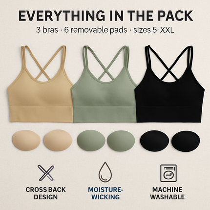 Cross Back Sport Bra Green-Red-Black Color Combo