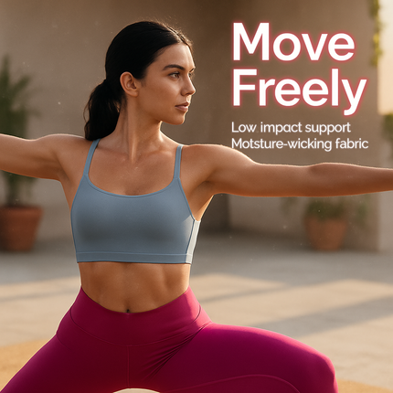 Women Sport Bras with Removable Pads, Low-Impact Square Neck