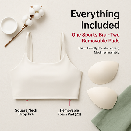 Women Sport Bras with Removable Pads, Low-Impact Square Neck