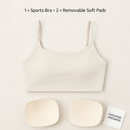 Women Sport Bras with Removable Pads, Low-Impact Square Neck