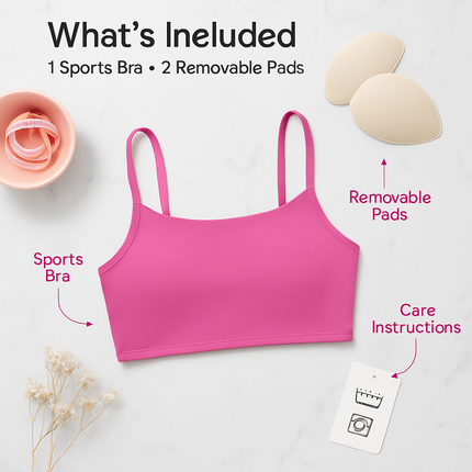 Women Sport Bras with Removable Pads, Low-Impact Square Neck
