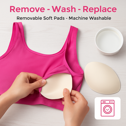 Women Sport Bras with Removable Pads, Low-Impact Square Neck