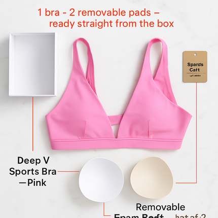 Women Deep V-Neck Sports Bra for Gym - Low-Impact Comfort