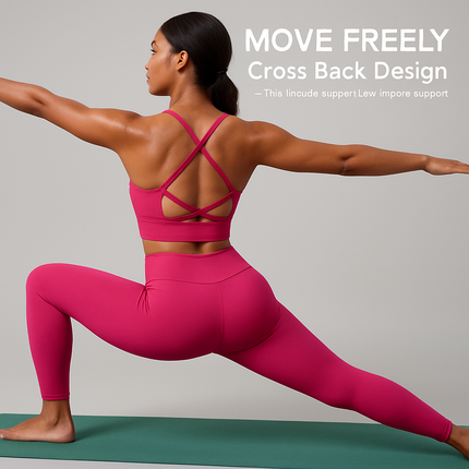 Cross Back Padded Sports Bra with Removable Pads