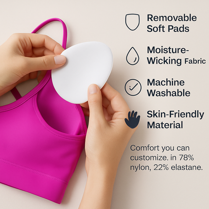 Cross Back Padded Sports Bra with Removable Pads