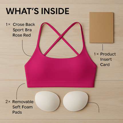 Cross Back Padded Sports Bra with Removable Pads