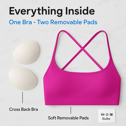 Cross Back Padded Sports Bra with Removable Pads