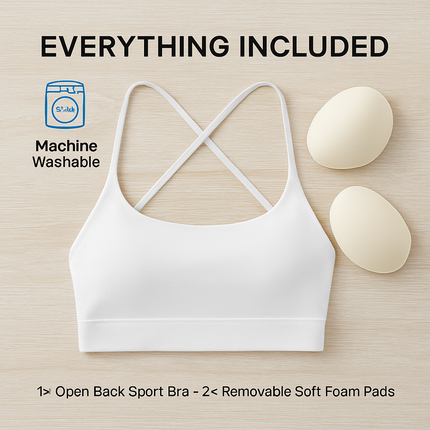 Cross Back Padded Sports Bra with Removable Pads