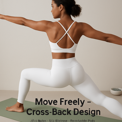 Cross Back Padded Sports Bra with Removable Pads