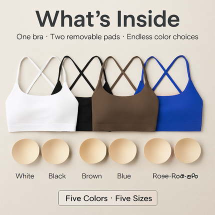 Cross Back Padded Sports Bra with Removable Pads