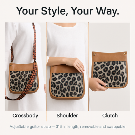 Leather Crossbody Bag with Adjustable Guitar Strap