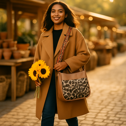 Leather Crossbody Bag with Adjustable Guitar Strap