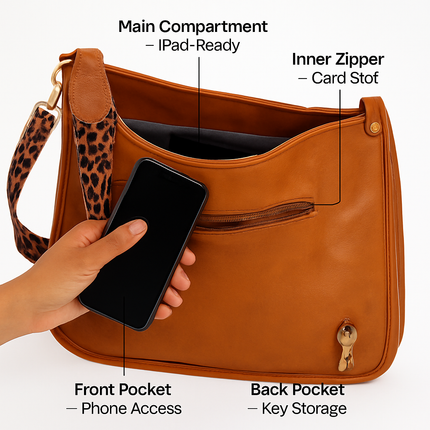 Leather Crossbody Bag with Adjustable Guitar Strap