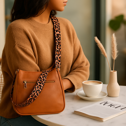 Leather Crossbody Bag with Adjustable Guitar Strap