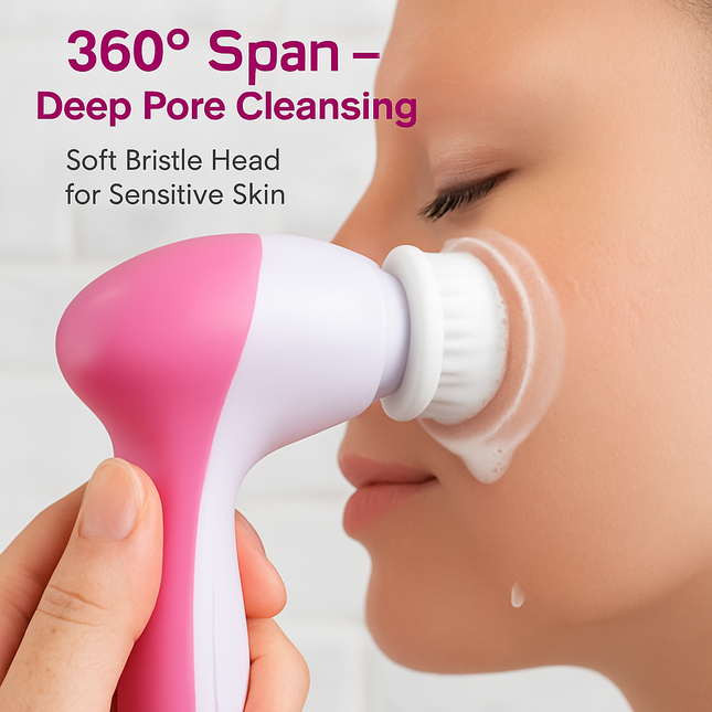 Facial Cleansing Brush Waterproof Face Spin Cleaning Brush with 5 Brush Heads Deep Cleansing Body Facial Brush Set for Gentle Exfoliating Removing Bla