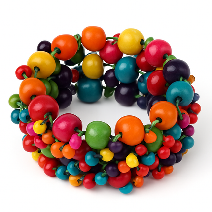 Colorful Exotic Wooden Beaded Bracelet - Flexible Elastic
