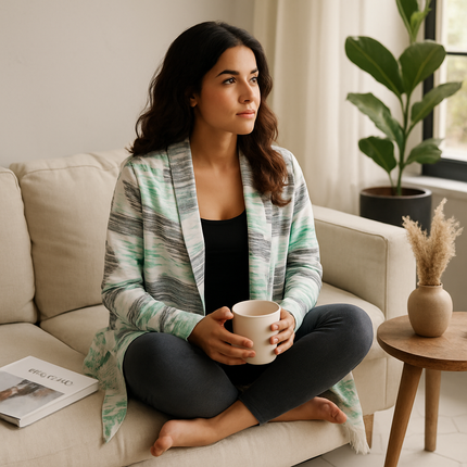 Women Open Front Cardigan Long Sleeve Shawl Neck Breathable Cardigan Well Collection w/ T-Shirt Tank Jeans Leggings