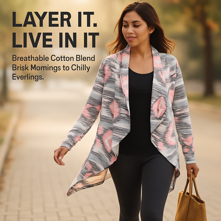 Women Open Front Cardigan Long Sleeve Shawl Neck Breathable Cardigan Well Collection w/ T-Shirt Tank Jeans Leggings