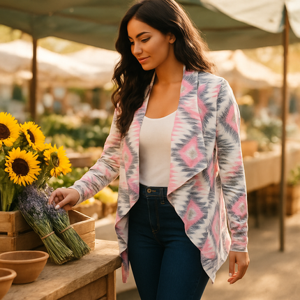Women Open Front Cardigan Long Sleeve Shawl Neck Breathable Cardigan Well Collection w/ T-Shirt Tank Jeans Leggings