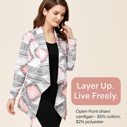 Women Open Front Cardigan Long Sleeve Shawl Neck Breathable Cardigan Well Collection w/ T-Shirt Tank Jeans Leggings