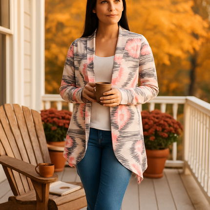 Women Open Front Cardigan Long Sleeve Shawl Neck Breathable Cardigan Well Collection w/ T-Shirt Tank Jeans Leggings