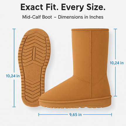 Snow Boots - Waterproof Faux Suede Mid-Calf with Warm Lining