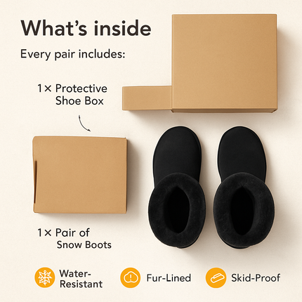 Snow Boots - Waterproof Faux Suede Mid-Calf with Warm Lining