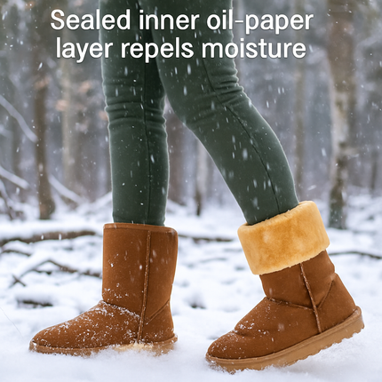 Snow Boots - Waterproof Faux Suede Mid-Calf with Warm Lining