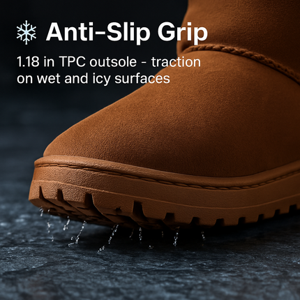Snow Boots - Waterproof Faux Suede Mid-Calf with Warm Lining