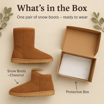 Snow Boots - Waterproof Faux Suede Mid-Calf with Warm Lining